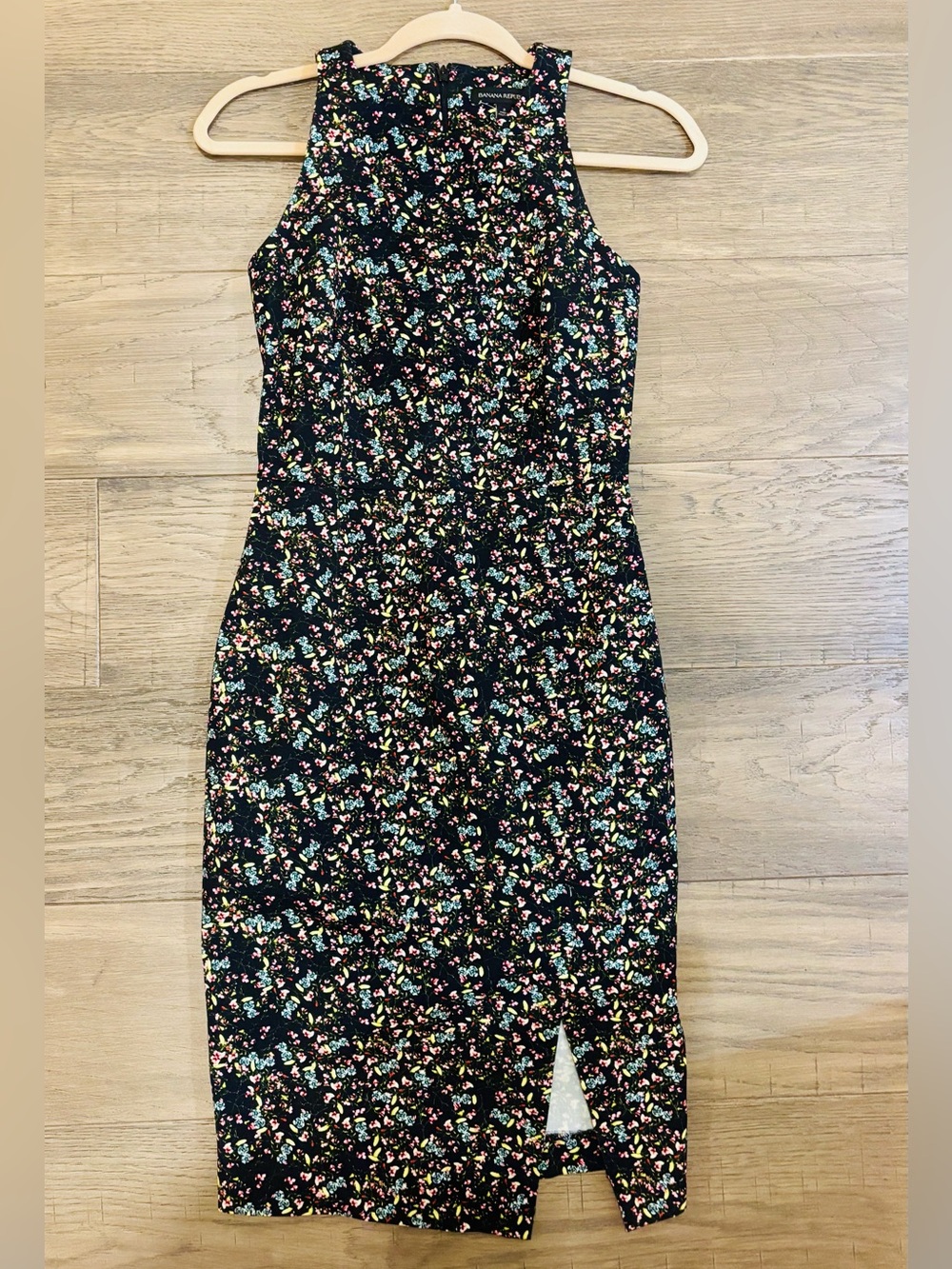 Floral Midi Dress - Black with Multicolor Floral
